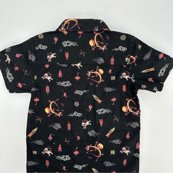 Mulan short sleeve button down shirt in black Size 4T - Picture 3 of 5